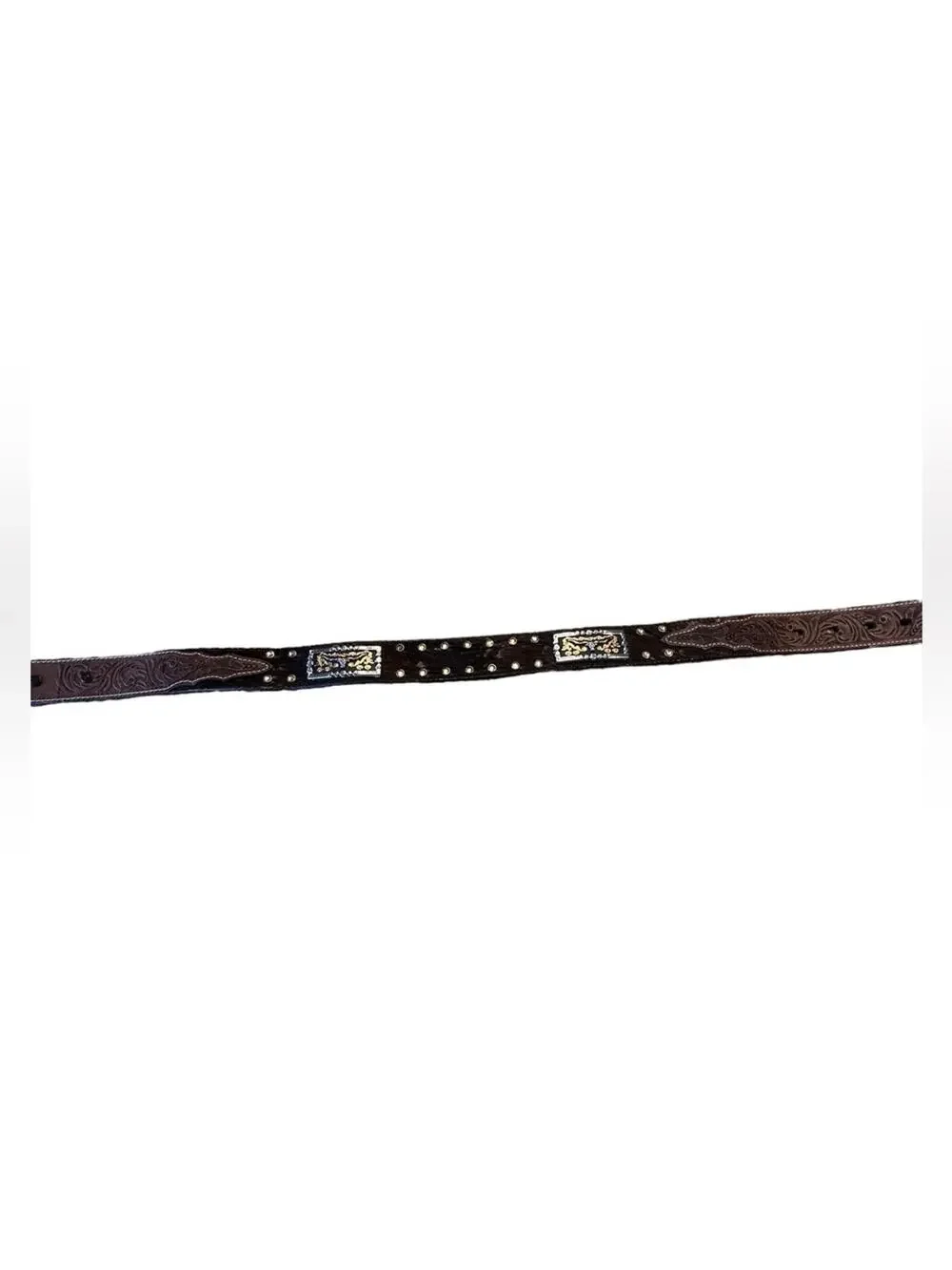 3D Western Belt ONLY in a Youth 24 Tooled Leather with CalfHair and Gold Trim